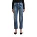 Women's Clothing Gray And Dark Blue High Waist Straight Nine Point Jeans For Women In Autumn With Asymmetric Trouser Legs_mkmklike.com