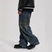 "Retro Streetwear Denim Pants – Loose Straight Fit Jeans With Rivet & Patch Design, Casual Style, Unisex (M-4XL)"_mkmklike.com