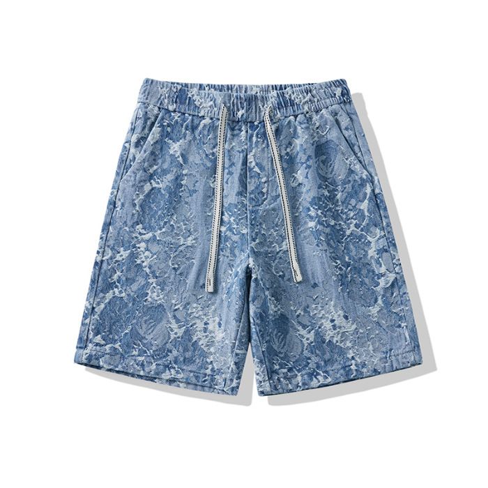 Men's Clothing Denim Shorts Summer New High Street Loose Personality Trend Straight Beach Pants Shorts_mkmklike.com