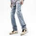 High Street Trendy Brand Splashed Ink Micro Flared Jeans Men's American Retro Vibe Style Loose Straight Casual Mopping Trousers_mkmklike.com