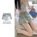 Fake Two Pairs Of Denim Shorts, Women's Summer A-line High Waisted Irregular Western-style Tied Skirt Pants, Small And Spicy Girl Pants_mkmklike.com