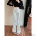Hot Girl White Flared Jeans Women's Autumn And Winter High-waisted Stretchy Wide-leg Pants Straight-leg Floor-length_mkmklike.com