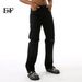 EF JEANS | 2024 New American Street Trend Fashion Pure Black Ripped Slim-fit Jeans Ruffian Handsome_mkmklike.com