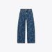 Women's High-Waisted Flared Jeans With Vintage Print - Stretch Denim For Retro Street Style (S/M/L)_mkmklike.com