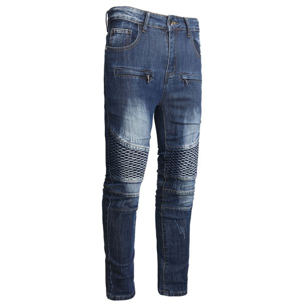 Men's Slim Fit Stretch Denim Jeans Heavy Duty Washed Motorcycle Street Style Original_mkmklike.com