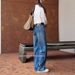 High-Waisted Flared Jeans For Women – Retro Blue Wide-Leg Trousers With Curved Hem, Pear-Shape Friendly (S-Xxl)_mkmklike.com