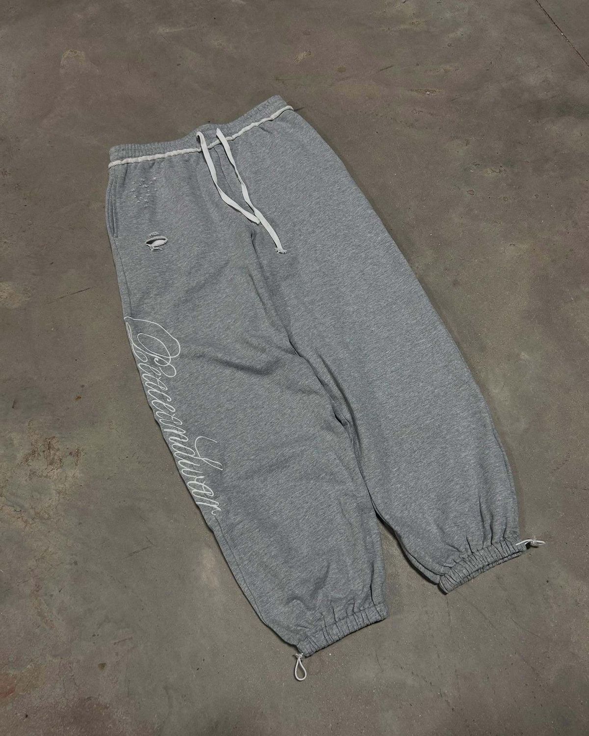 Men's Vintage Embroidered Drawstring Joggers – Streetwear Cotton Cargo Pants With Retro Stitching, Loose Fit Casual Trousers_mkmklike.com