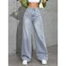 Women's Embroidered High-Waisted Jeans - Slimming Straight Leg Wide Trousers With Floor-Length Niche Design_mkmklike.com