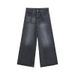 Men's Clothing Niche Worn And Distressed Retro Washed Straight Jeans Men's Loose Versatile Wide Leg Mopping Trousers_mkmklike.com