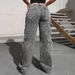 Distressed Washed Denim Cargo Pants For Women & Teens - Multi-Pocket Workwear Jeans, Streetwear Fashion, High Waist Straight Leg (Black, XS-XXL)_mkmklike.com