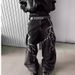 Men's Textured Lightning Embroidered Straight Leg Jeans High Street Slimming Trousers Trendy Brand Loose Wide Leg Floor Length_mkmklike.com