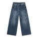 Men's Clothing American High-street Style Lightning Stripe Washed Denim Jeans For Men, Trendy, Versatile, Loose-fitting Straight Leg Trousers_mkmklike.com