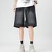 Men's Casual Denim Shorts American Streetwear Style Lightweight Summer 5-Inch Inseam Trendy Loose-Fit Cargo Shorts for Teens And Adults_mkmklike.com