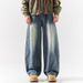 Men's Vintage Washed Jeans - Retro Straight-Leg Denim Pants With Distressed Details, Relaxed Fit Fashion Trends_mkmklike.com
