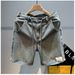 Men's Clothing Men's Summer High Waist Loose Fit Jeans Non Stretch Mid Rise Trendy Five Point Shorts Style Washed High Street Trend_mkmklike.com