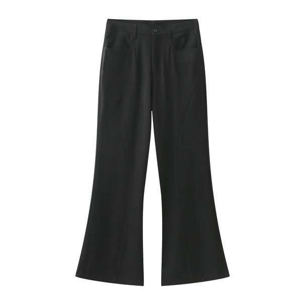Men's Clothing Slightly Flared Loose Drape Solid Color Mid Waist Loose Casual Trousers For Men_mkmklike.com