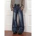 Men's Vintage Washed Jeans - Relaxed Fit Cat Whisker Slight Flare Denim Pants With Long Silhouette For Unisex Streetwear_mkmklike.com