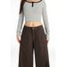6605 New Coffee-Colored American Retro Hot Girl Split Denim Pants For Women, Straight-Leg Slimming Loose Wide-Leg_mkmklike.com