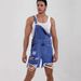 Men's Clothing Casual Fashion Ripped Denim Bib Shorts_mkmklike.com