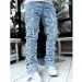 E15E Mens Stacked Jeans Fit Ripped Destroyed Straight Denims Pants Vintage Hip Hop Trouser Streetwear 240415_mkmklike.com