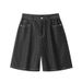 Summer New Denim Raw Color Men's Loose Straight Mid-length Casual Wide-leg Quarter-length Shorts_mkmklike.com