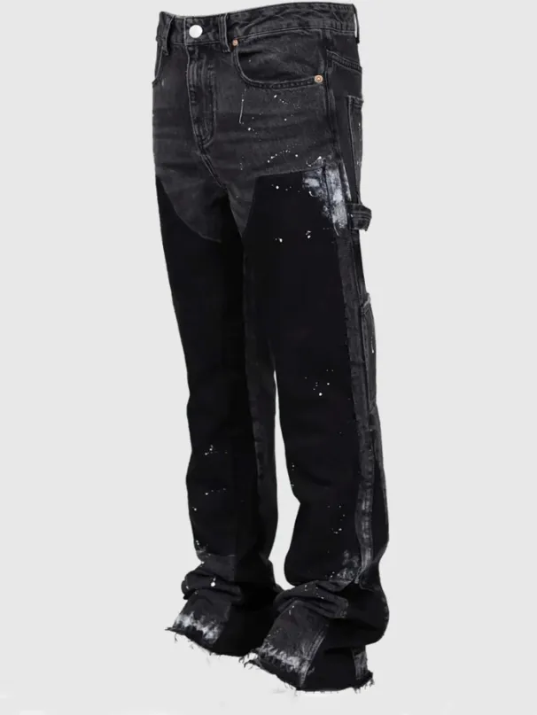 2025 Mens Jeans Work European And American Fashion Workwear Elastic Patchwork Denim Layered Flared Pants S-XXLC250528_mkmklike.com
