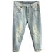 Men's Clothing Spring New Arrival High End Men's Jeans Washed Ripped And Patchwork Casual Trendy Cropped Pants_mkmklike.com