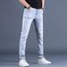 Men's Clothing Spring And Summer New High End Printed Jeans For Men With Hot Diamonds Slim Fitting Skinny Pants_mkmklike.com