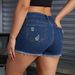 Women's Clothing Denim Shorts For Women All Match Blue Ripped Shorts With Frayed Hem Jeans_mkmklike.com
