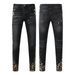 New Ink Splashing Printing High Street Retro Casual Trend Men's Denim Trousers_mkmklike.com