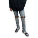 FOG Style Zippered Cuffs, Button Placket, Men's Oversized And Distressed Small Leg Jeans_mkmklike.com