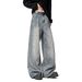 Vintage Washed Distressed Jeans – Unisex Wide-Leg Denim Pants With Retro Fraying & Artistic Rips, All-Season Loose Fit_mkmklike.com