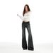 Orange Silk Women's Clothing#Black And Gray Low Waist Flared Jeans Autumn Stretchy Slim Straight Floor-Length_mkmklike.com