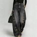 Women's Loose Fit Denim Jeans With Metal Grommet Details - Vintage Washed Blue & Black High-Rise Wide Leg Trousers For Casual Style_mkmklike.com
