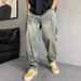 Men's Clothing Trendy Straight Leg Loose Fit Wide Leg Classic American Straight-Leg Jeans For Men - Relaxed Fit Denim Pants With Washed Vintage Look_mkmklike.com