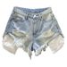 Summer Slim Fit High Waist Women's Denim Shorts Light Color Ripped Design Sexy a Line Wide Leg Hot Pants_mkmklike.com