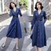 Long Sleeved Denim Dress For Women In The Spring And Summer Of , Thin Design, French Style, Stylish, Age Reducing,_mkmklike.com