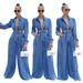 Women’s Clothing New Women's Casual Wide Leg Pants Denim Suit_mkmklike.com