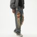 Men's Distressed Patchwork Relaxed Fit Straight Leg Jeans – Vintage American Streetwear Style With Washed & Faded Details_mkmklike.com