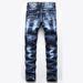 Men's High End Style Stretch Ripped Denim Jeans Ready Made Trousers_mkmklike.com