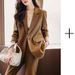 Women's Clothing Red simple fashion suit suit women's suit jacket high waist straight fashion_mkmklike.com