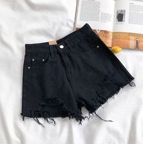 Women's Clothing Light Colored Denim Shorts Women's High Waisted Light Wash Denim Shorts With Distressed Hem & Ripped Details - Stretchy Comfort Fit_mkmklike.com