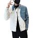 Men's Stylish Faux Leather Bomber Jacket - Trendy Oversized Zip-Up Coat With Stand Collar, Casual Streetwear For Autumn & Spring (Black/White)_mkmklike.com