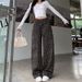 Petite Women's High-Waisted Leopard Print Wide Leg Jeans – Retro 70s Flare Pants With Slimming Fit & Floor-Length Silhouette_mkmklike.com