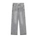 Washed Vintage Frayed Hem Jeans Men's American Style Loose Straight Pants Street Fashion Casual Trousers_mkmklike.com