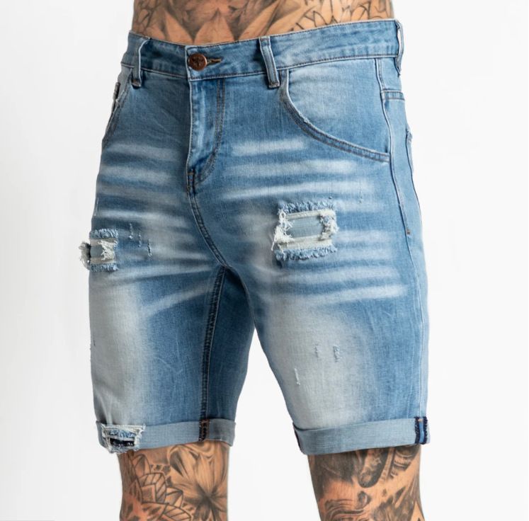 Men's Clothing Men's Mid Rise Ripped Stretch Denim Shorts Wish Style Trendy Washed Autumn Jeans For Formal & Casual_mkmklike.com