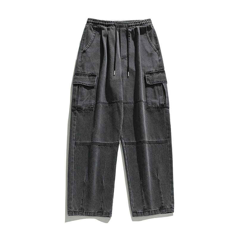 Japanese Double Three-dimensional Pocket Jeans Retro Old Washing Tooling Trousers Men_mkmklike.com