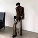 Men's Clothing Retro Washed Distressed Stitching Deconstructed Gradient Jeans Men's Trendy Brand Handsome Loose Flared Vibe Pants_mkmklike.com