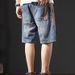American Style Denim Shorts For Men In Summer, Ripped Brand Shorts, Casual Mid Length Trendy Cool Cropped Pants, And_mkmklike.com