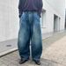 Men's Clothing Japanese Streetwear Loose Fit Wide Leg Washed Jeans For Men, Vintage Style, Comfortable Cotton, Straight Hem (S/M/L/XL)_mkmklike.com
